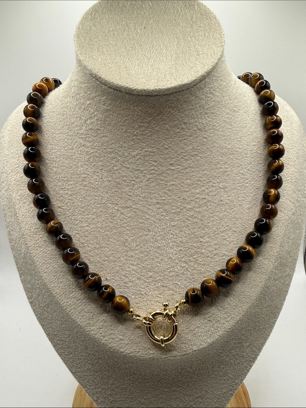 Gold Toggle Tiger's Eye Bead Necklace - Women Jewelry for pam 🩷